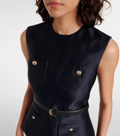 Self-portrait Womens Pleated Sleeveless Woven Midi Dress Blue
