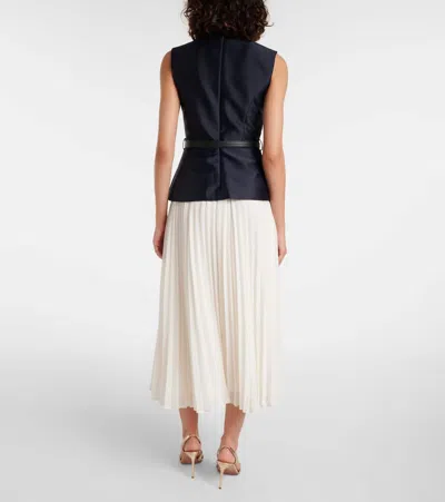 Self-portrait Womens Pleated Sleeveless Woven Midi Dress Blue