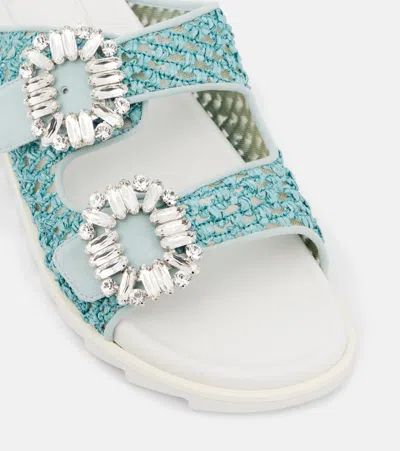 Roger Vivier Slidy Viv' Crystal-embellished Sandals In Blue