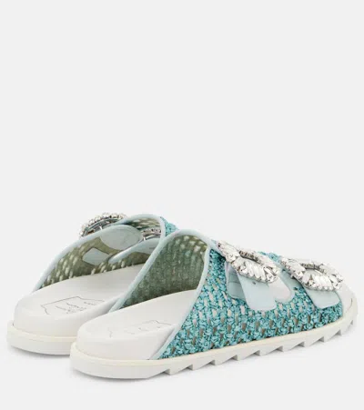 Roger Vivier Slidy Viv' Crystal-embellished Sandals In Blue