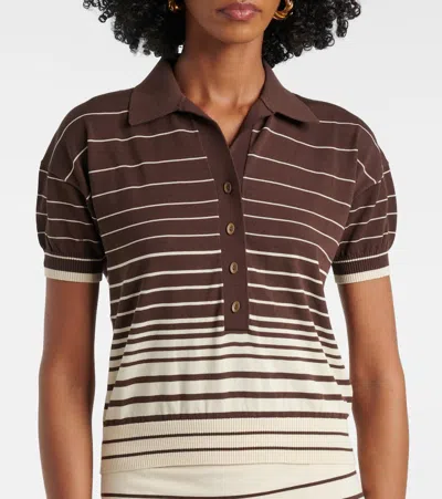 Faithfull Sable Striped Cotton-blend Polo Shirt