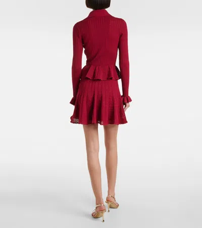Self-portrait Pointelle Peplum Minidress