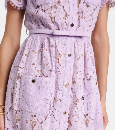 Self-portrait Lace Buttoned Cotton Blend Midi Dress
