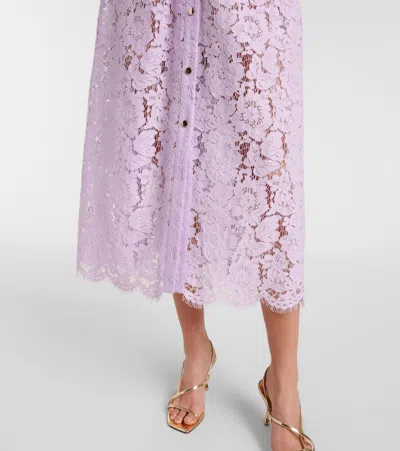 Self-portrait Lace Buttoned Cotton Blend Midi Dress