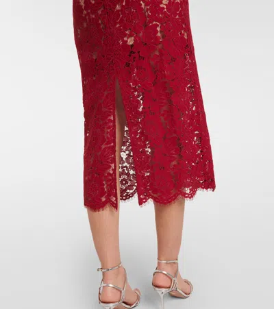 Self-portrait Bordeaux Lace Peplum Midi Dress In Burgundy