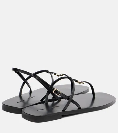 Proenza Schouler Monogram Leather Thong Sandals In Black