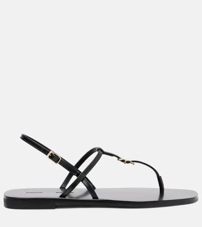 Proenza Schouler Monogram Leather Thong Sandals In Black