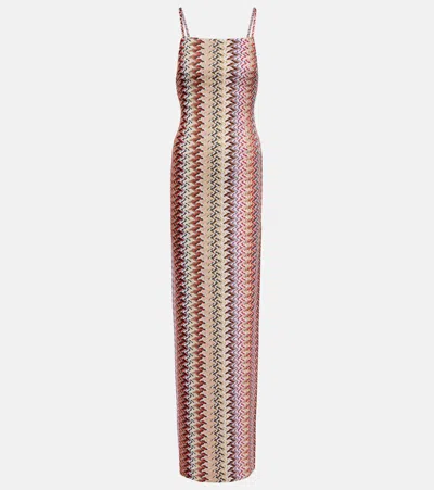 Missoni Zigzag Lurex Maxi Dress In Brown