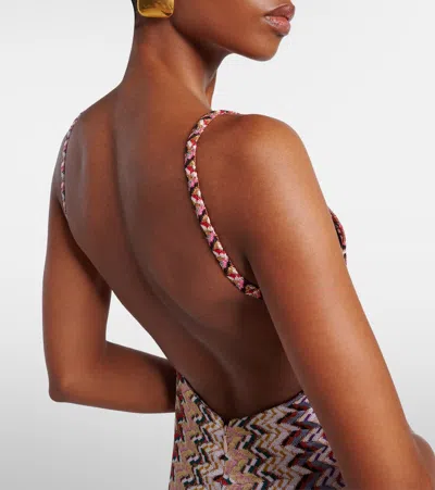 Missoni Zigzag Lurex Maxi Dress In Brown