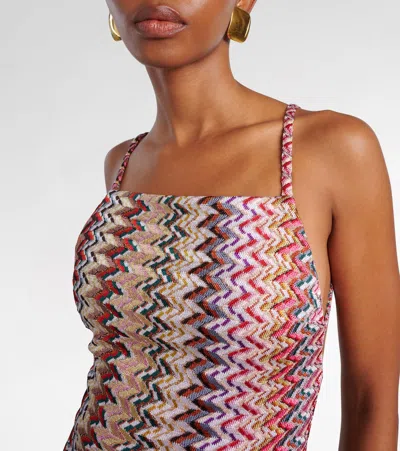 Missoni Zigzag Lurex Maxi Dress In Brown