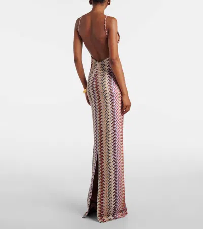 Missoni Zigzag Lurex Maxi Dress In Brown