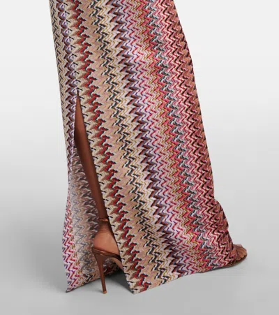 Missoni Zigzag Lurex Maxi Dress In Brown