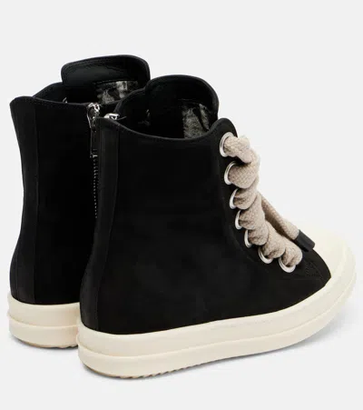 Rick Owens Jumbolace Geobasket Leather Sneakers In Black
