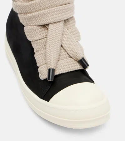 Rick Owens Jumbolace Geobasket Leather Sneakers In Black