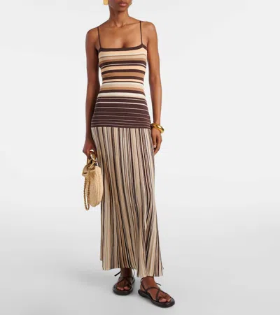 Faithfull Esenia Striped Cotton-blend Midi Dress