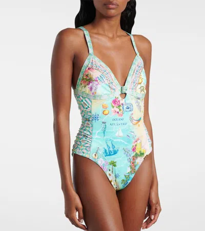 Camilla Embellished Printed Swimsuit In Blue