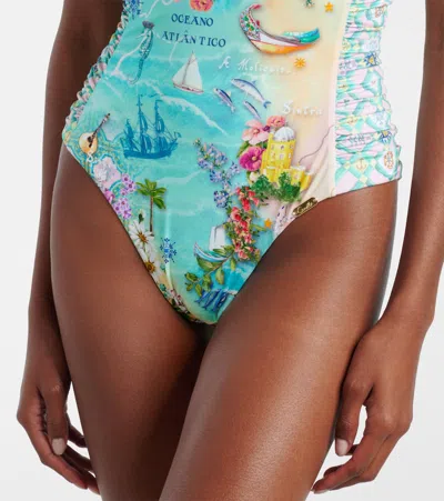 Camilla Embellished Printed Swimsuit In Blue