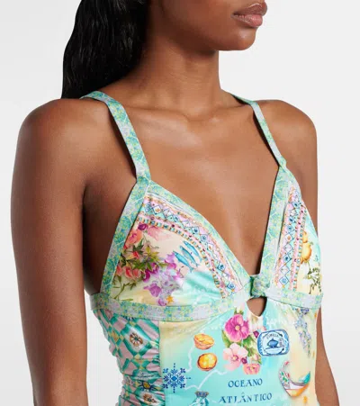 Camilla Embellished Printed Swimsuit In Blue