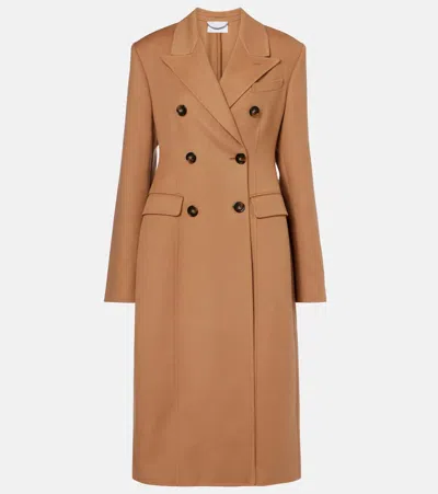 Stella Mccartney Double-breasted Virgin Wool Coat In Brown