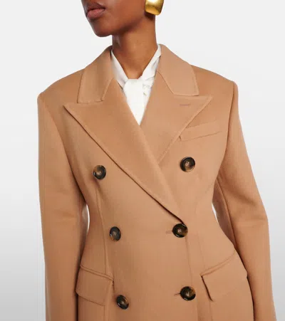 Stella Mccartney Double-breasted Virgin Wool Coat In Brown