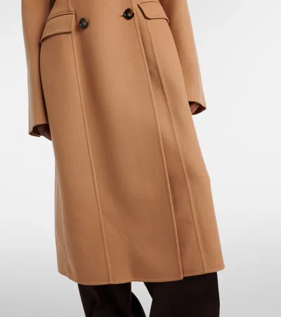 Stella Mccartney Double-breasted Virgin Wool Coat In Brown