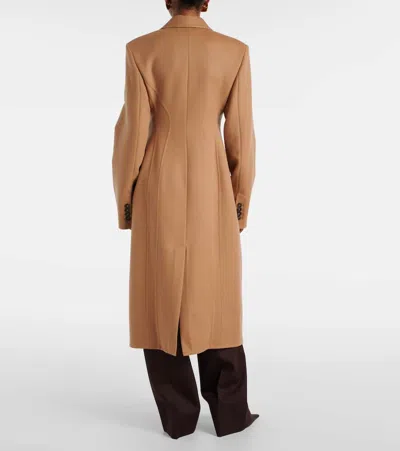 Stella Mccartney Double-breasted Virgin Wool Coat In Brown