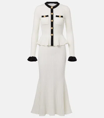 Self-portrait Pointelle Knit Contrast Midi Dress