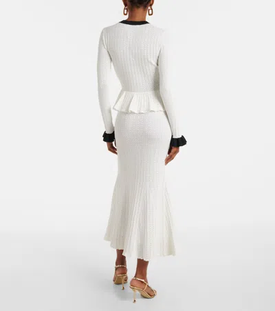 Self-portrait Pointelle Knit Contrast Midi Dress