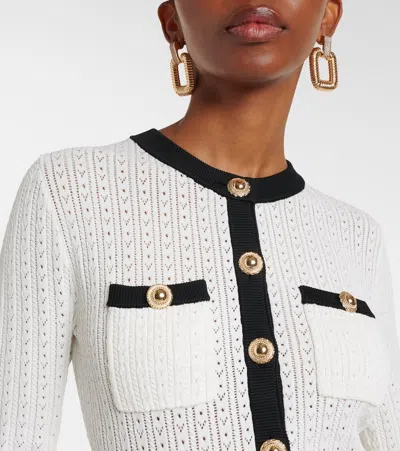 Self-portrait Pointelle Knit Contrast Midi Dress