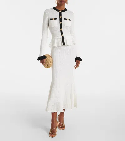 Self-portrait Pointelle Knit Contrast Midi Dress