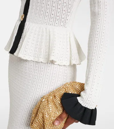 Self-portrait Pointelle Knit Contrast Midi Dress