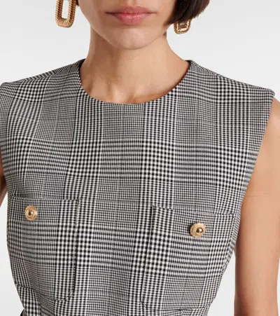 Self-portrait Fitted Bodice Black Dress With Flared Skirt And Scalloped Hemline In Gray