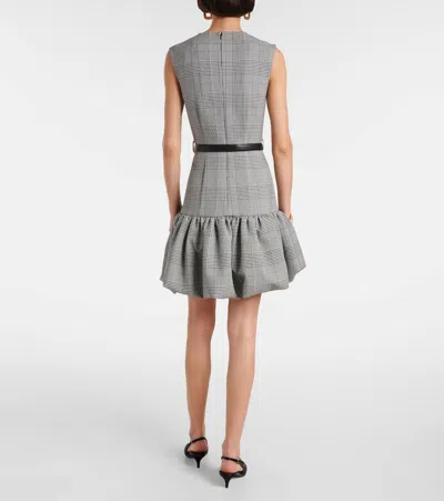 Self-portrait Fitted Bodice Black Dress With Flared Skirt And Scalloped Hemline In Gray