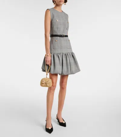 Self-portrait Fitted Bodice Black Dress With Flared Skirt And Scalloped Hemline In Gray