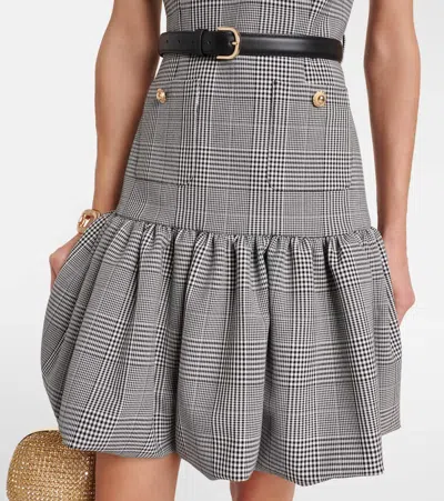 Self-portrait Fitted Bodice Black Dress With Flared Skirt And Scalloped Hemline In Gray