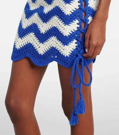 Farm Rio River Nature Crochet Miniskirt In Blue