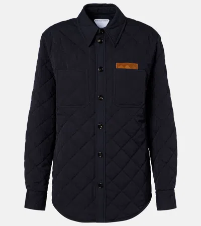 Bottega Veneta Quilted Intrecciato Cotton-blend Overshirt In Black