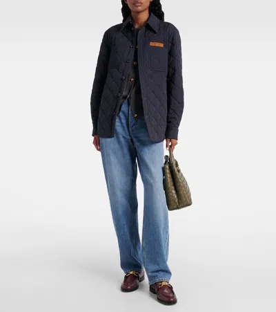 Bottega Veneta Quilted Intrecciato Cotton-blend Overshirt In Black