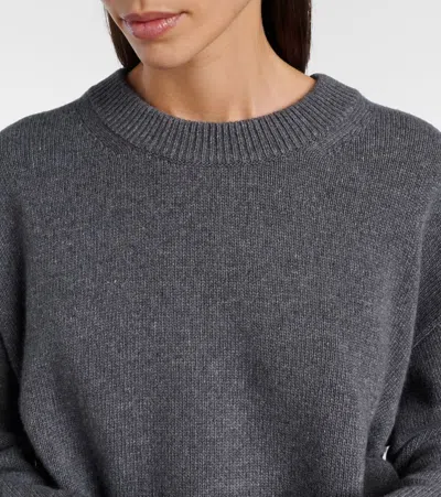 Ganni Logo Wool-blend Sweater In Gray