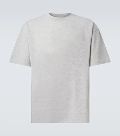 Saint Laurent Grey Crewneck T-shirt With Cassandre Embroidery In Cotton Man In Gray