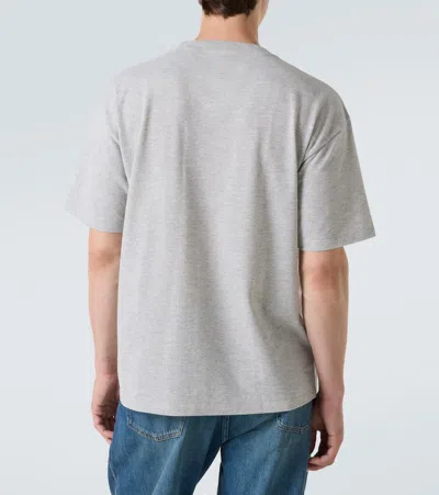 Saint Laurent Grey Crewneck T-shirt With Cassandre Embroidery In Cotton Man In Gray