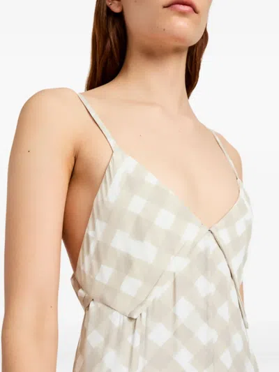 Proenza Schouler June Pleated Checked Crepe De Chine Maxi Dress In Pattern