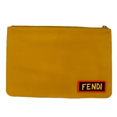 Pre-owned Fendi Yellow Clutch Bag ()