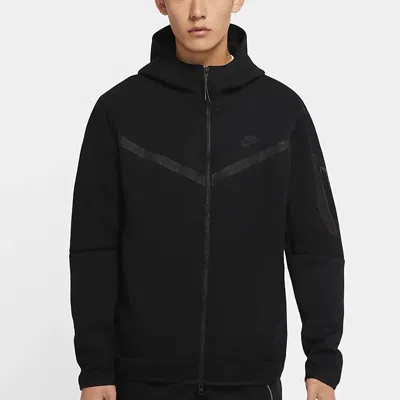 Nike Lightweight Hooded Sweatshirt With Zip Men's Sportswear Tech Fleece Hoodie Black/black In Animal Print