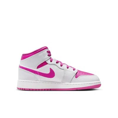 Air Jordan (gs)  1 Mid 'fire Pink' In White