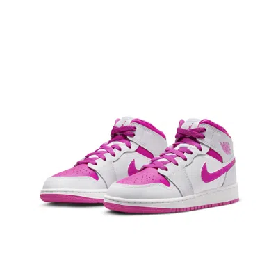 Air Jordan (gs)  1 Mid 'fire Pink' In White