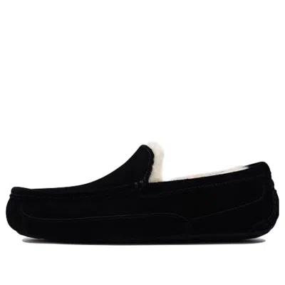 Ugg Ascot 1101110-blk Moccasin Mens Us 7 Black Suede Wool Slip On Slipper Dwa626 In Brown