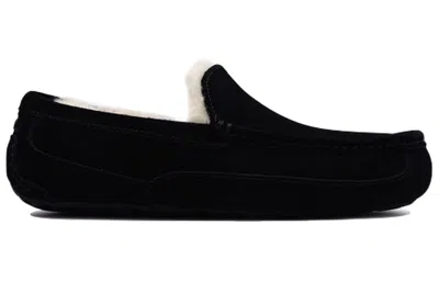 Ugg Ascot 1101110-blk Moccasin Mens Us 7 Black Suede Wool Slip On Slipper Dwa626 In Brown