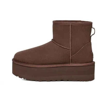 Ugg Mini Classic Platform Suede Ankle Boots In Brown