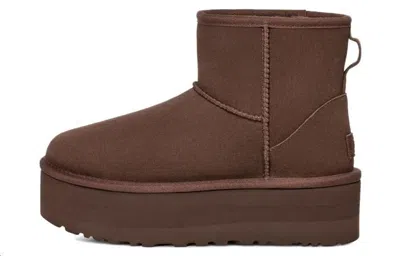 Ugg Mini Classic Platform Suede Ankle Boots In Brown
